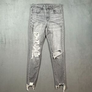 American Eagle Outfitters Gray Distressed Jeggings
